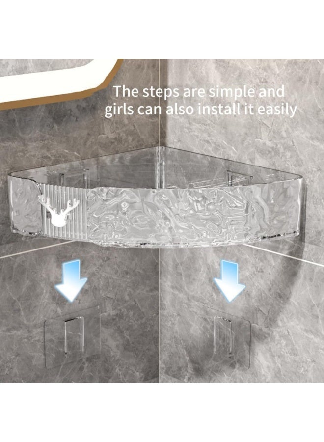 FAYET 2 Pack Wall Mount Corner Shelves, Space-Saving Floating Shelves with Raised Guard Rails for Bathroom, Kitchen, Home Storage - Image 3